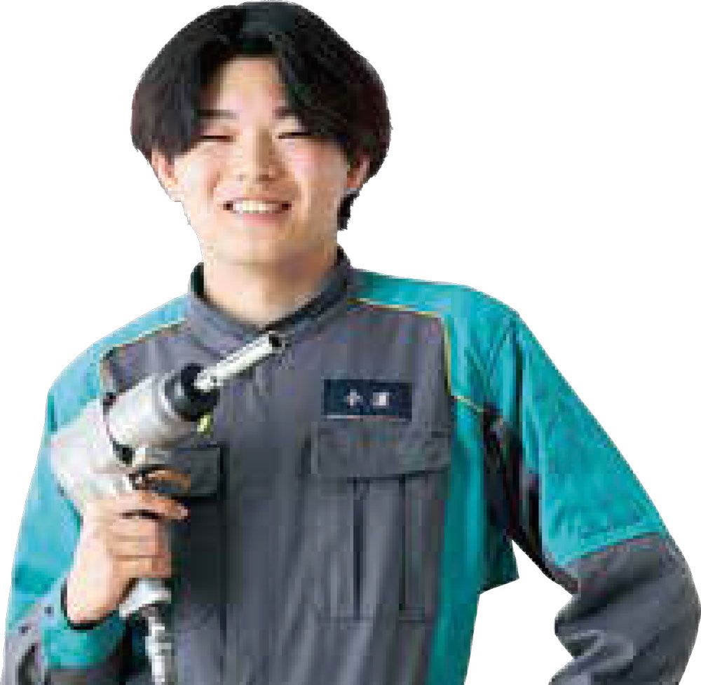 整備実習中の学生